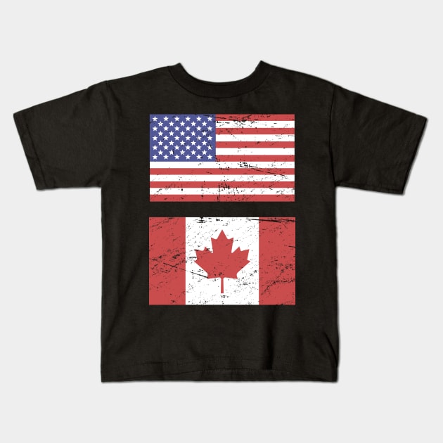 United States Flag & Canada Flag Kids T-Shirt by MeatMan